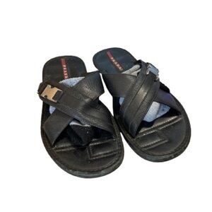 Men’s Prada Leather Crisscross Sandal Sz 10